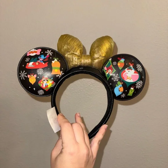 Disney Parks Christmas Holiday Light-Up USB Minnie Golden Bow Ear Headband 🖤 - Picture 5 of 7